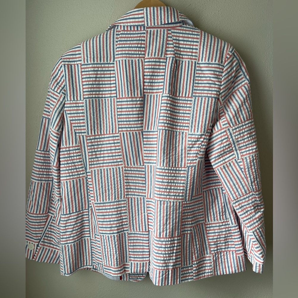 Talbots Patchwork Striped Blazer Jacket Seersucke… - image 2